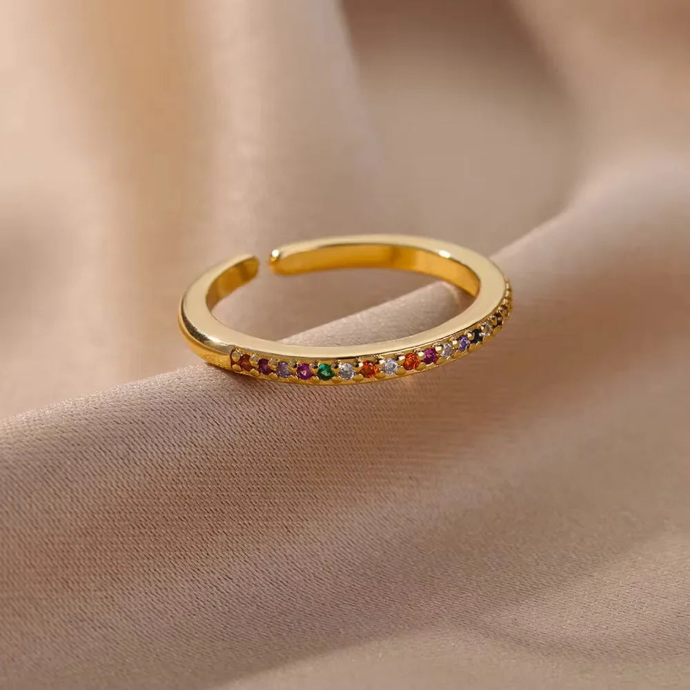 Wholesale 18K gold platedzircon ring ins female fashion design feeling   ring